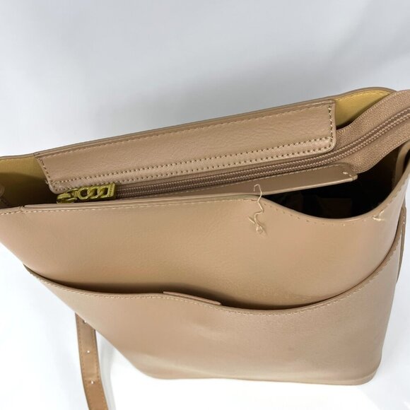 Pixie Mood Mag 10.25 x 11 Vegan Leather Crossbody Bag, Sand Color (flaws) - Picture 14 of 14